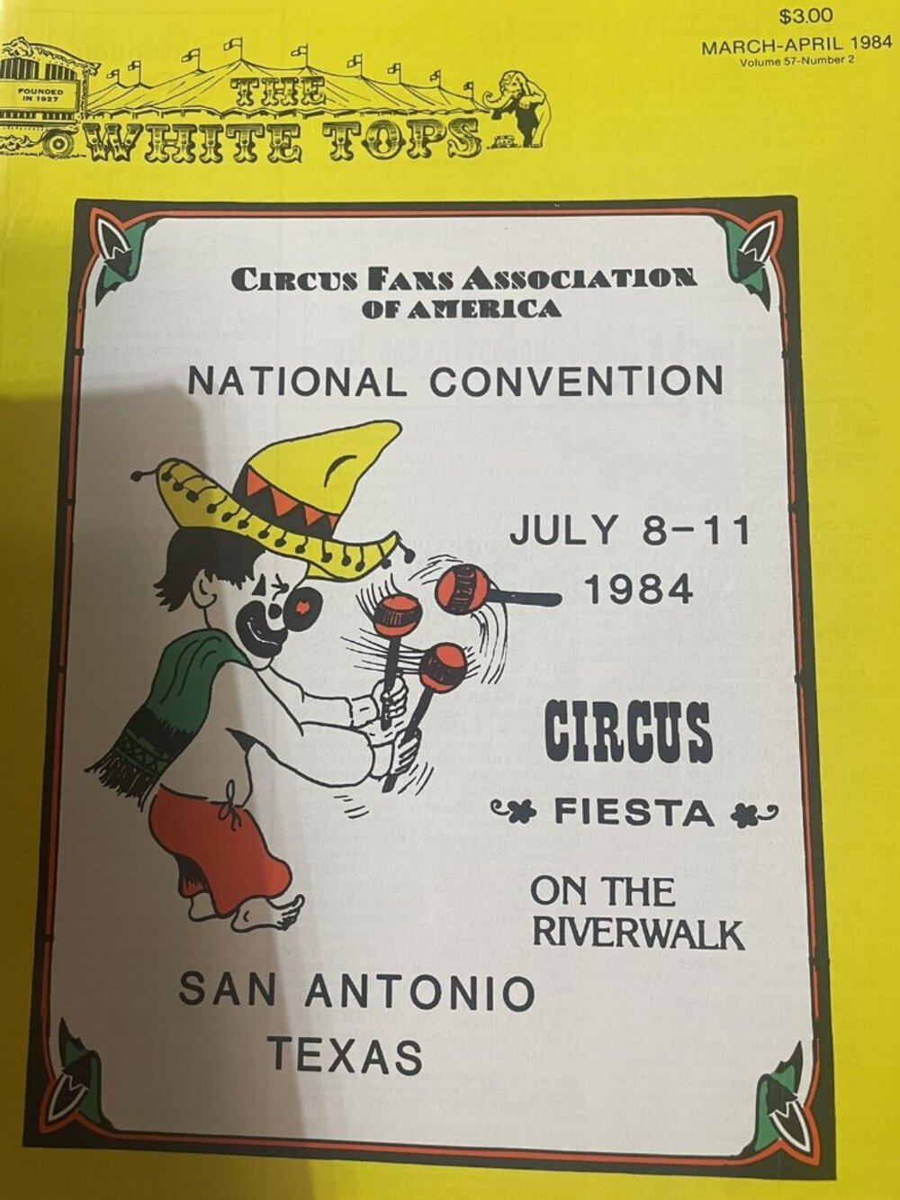The White Tops Circus Magazine; MARCH-APRIL 1984; Volume 57-#2; San Antonio, TX